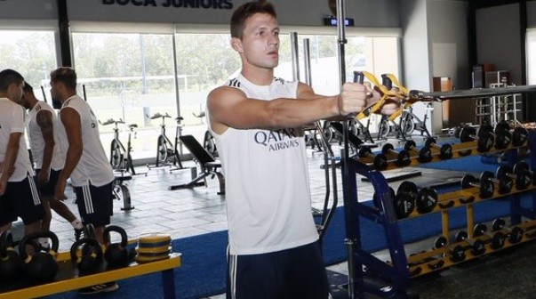 Franco Soldano, en la pretemporada de Boca