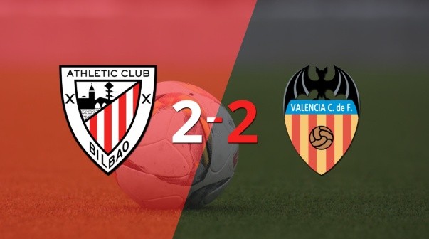Muchos goles en el empate a 2 entre Athletic Bilbao y Valencia