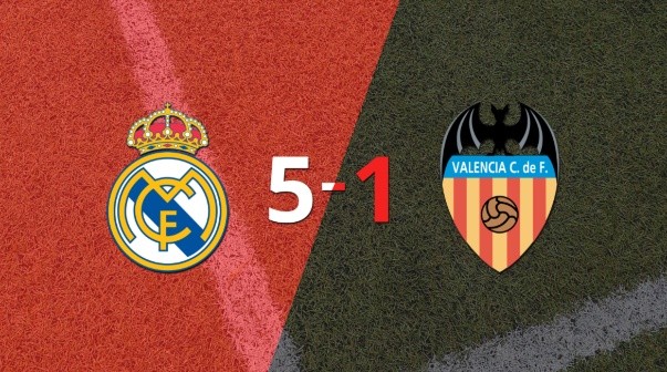 Goleada de Real Madrid a Valencia con doblete de Vinicius Júnior incluído