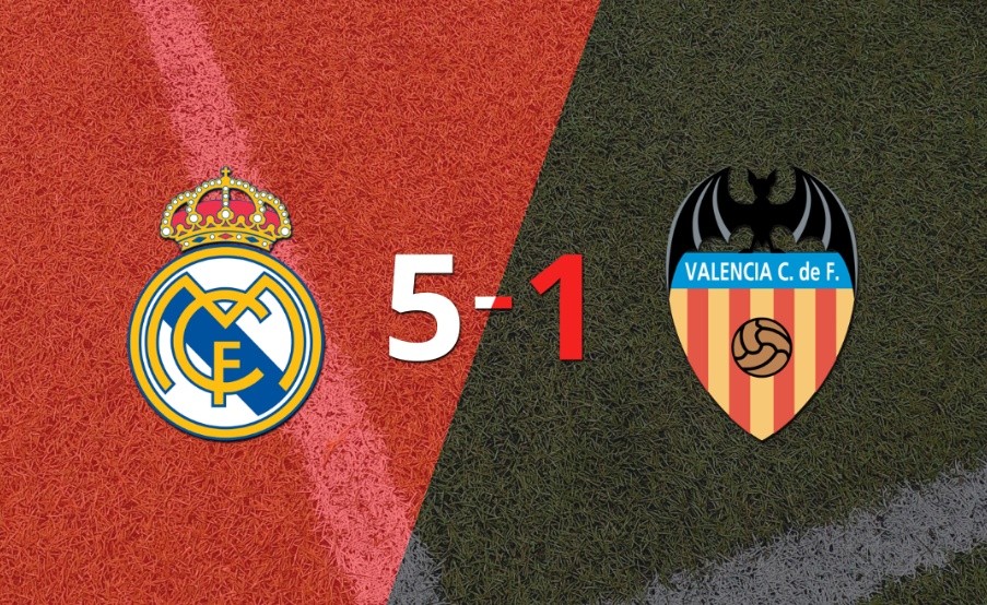 Goleada de Real Madrid a Valencia con doblete de Vinicius Júnior incluído