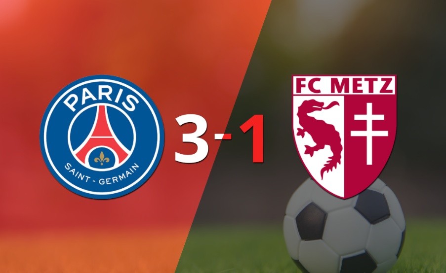 PSG gana 3-1 a Metz con doblete de Kylian Mbappé