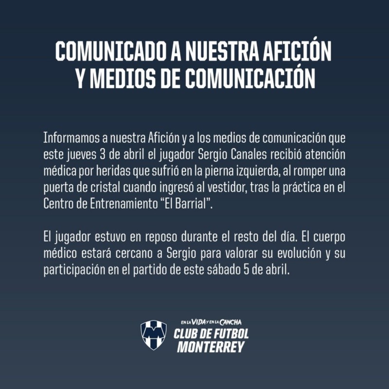 El comunicado de Rayados de Monterrey sobre Sergio Canales, tras la presunta discusión con Martín Demichelis El comunicado de Rayados de Monterrey sobre Sergio Canales, tras la presunta discusión con Martín Demichelis