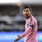 Inter Miami midfielder Lionel Messi reacts during the first half of an MLS soccer match against the San Jose Earthquakes, Wednesday, May 14, 2025, in San Jose, Calif. (AP Photo/Godofredo A. Vásquez)