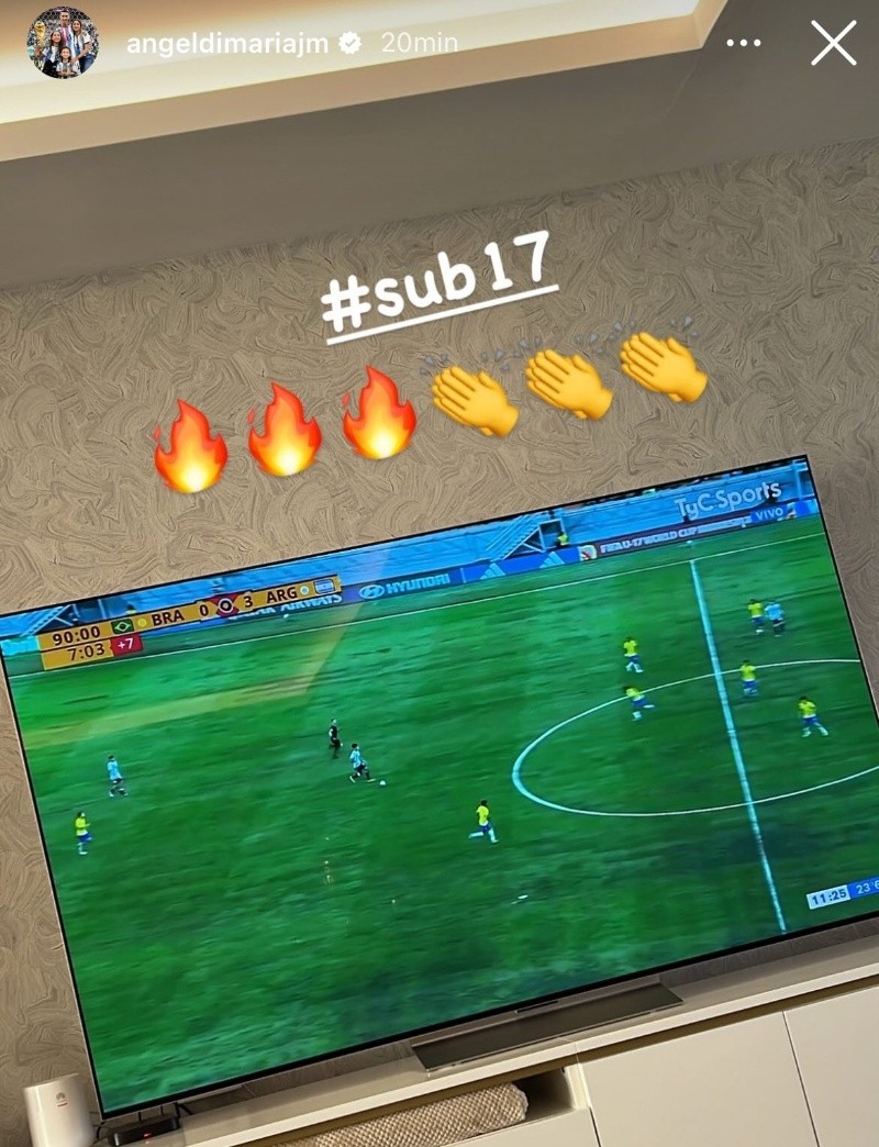 El posteo de Di María en apoyo a la Sub 17 El posteo de Di María en apoyo a la Sub 17